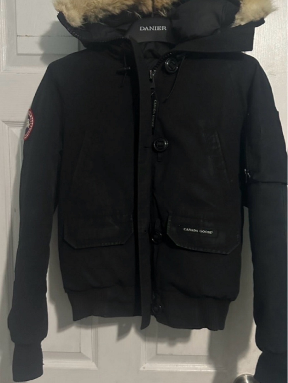 Canada Goose Black Men’s Puffer Jacket with Fur-Trim Hood